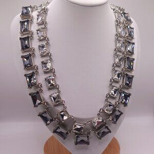 LOFT Clear & Smoke stone Statement Necklace